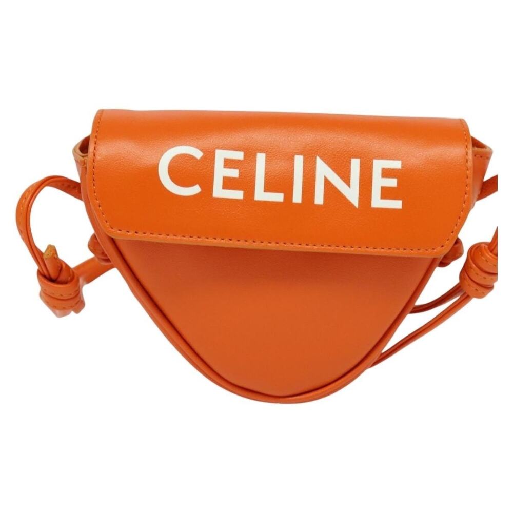 Celine Leather Triangle Shoulder Bag Orange